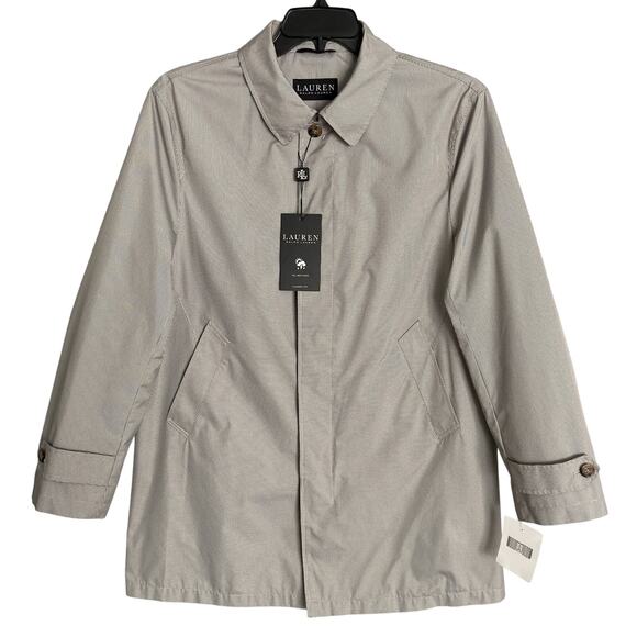 Lauren Ralph Lauren Men's 38 Short Raincoat Stanza Cream Brown Houndstooth NEW - Picture 1 of 10